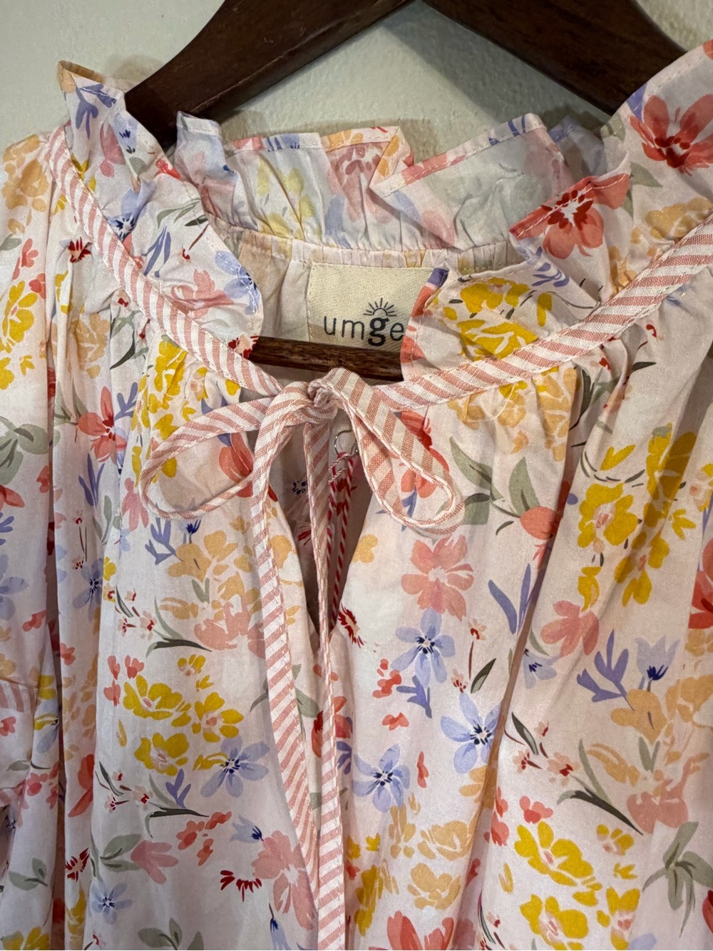 Umgee Floral Tiered Flutter Sleeve Cotton Dress Size L Cottagecore - Picture 7 of 10
